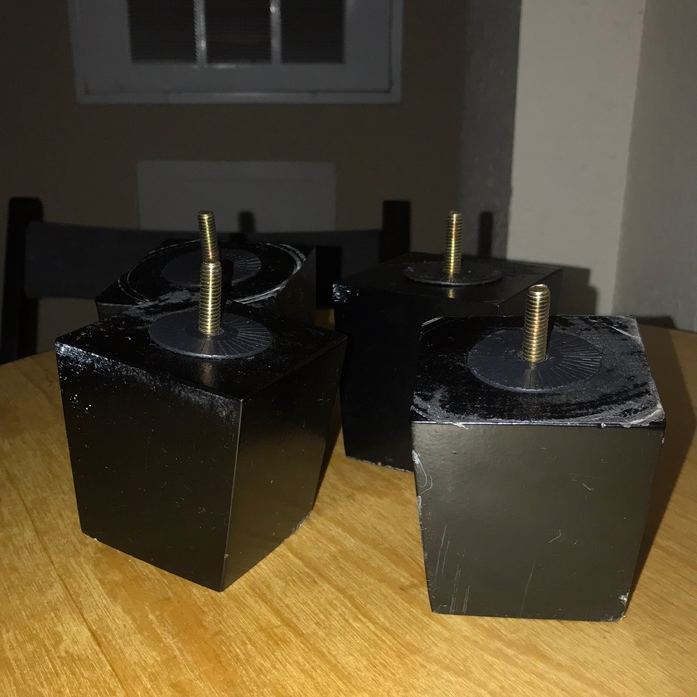 4 Black Cube Furniture Legs